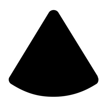Tall triangular watermelon slice vector icon as a bold black minimalist silhouette, juicy summer fruit illustration for picnic signs, BBQ menus, snack labels, recipes, and outdoor dining
