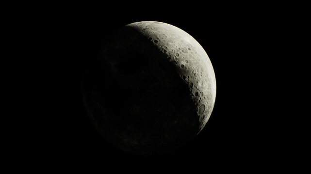 A stunning view of the waxing moon casts a gentle glow against the dark canvas of night, revealing its craters and texture. Stars twinkle faintly in the background, enhancing the celestial scene.