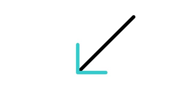 Animated Arrow Pointing Bottom Left Direction Line Icon (Use Multiply Blend Mode)