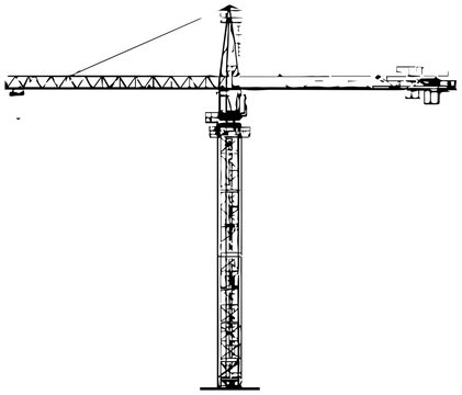 Tower crane outline with jib arm construction equipment icon