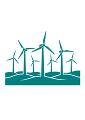 Wind turbine farm silhouette © BlackStarCreations