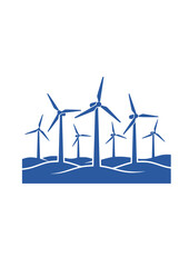 Wind turbine farm silhouette © BlackStarCreations