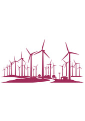 Wind turbine farm silhouette © BlackStarCreations