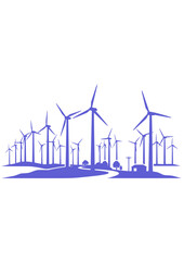 Wind turbine farm silhouette © BlackStarCreations