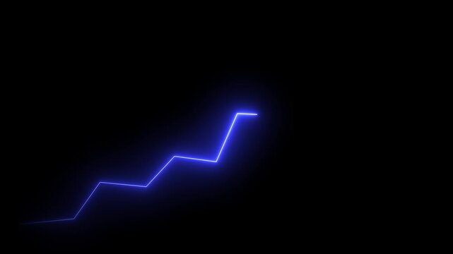 Neon Blue Arrow Financial Graph Moving Downward Stock Market Loss Crisis Business Decline Loop Video