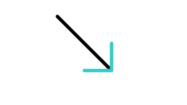 Animated Arrow Pointing Bottom Right Direction Line Icon (Use Multiply Blend Mode)