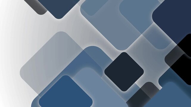 Abstract geometric background with overlapping rounded squares and soft shadows animation