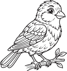 Fototapeta premium Detailed small bird perched on a twig with leaves