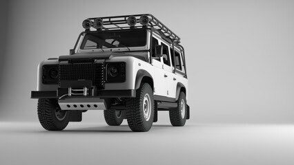 White Expedition 4x4 Off-Road SUV Low Angle Studio Render © Astro Vigital