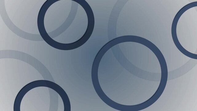 Abstract background with overlapping light circles and rings, simple modern geometric pattern with soft shadows animation