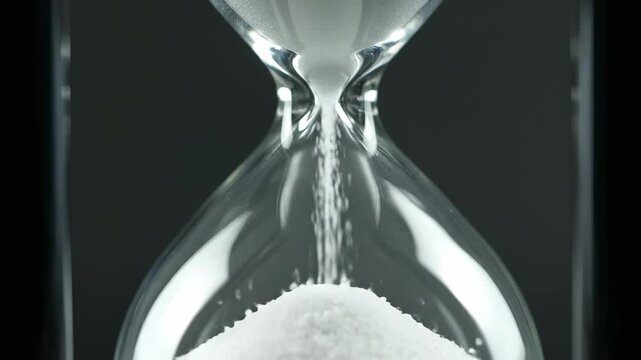 Hourglass shows sand flowing from top to bottom while indicating the passage of time