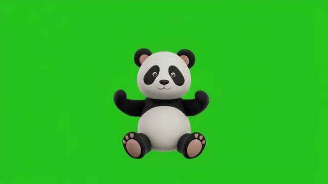 Adorable panda characters dancing energetically on a green screen background with cinematic motion