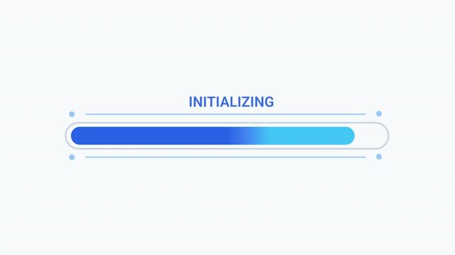 Modern flat vector animation of a rounded initializing progress bar with smooth loading effect. Ideal for software startup, web applications, dashboards, and technology projects.