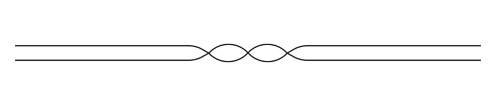 Elegant black minimalist divider with intertwined double lines graphic element