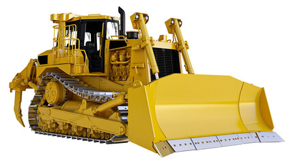 Yellow bulldozer with large blade and tracks © Lena
