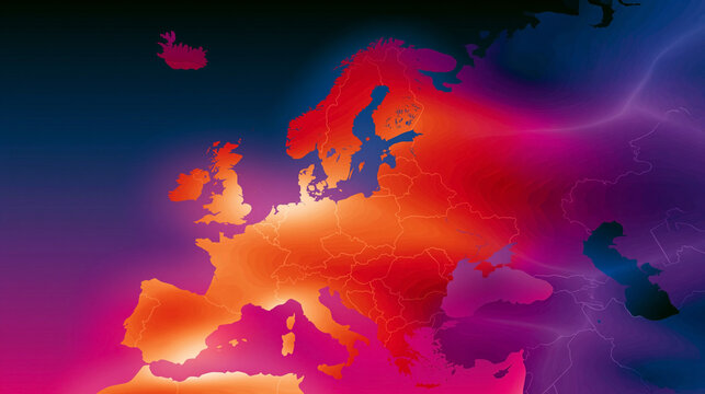 Anomalous heat over europe shown on a glowing temperature map illustrating extreme climate conditions and rising summer temperatures