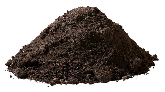 Pile of dark rich soil with small stones