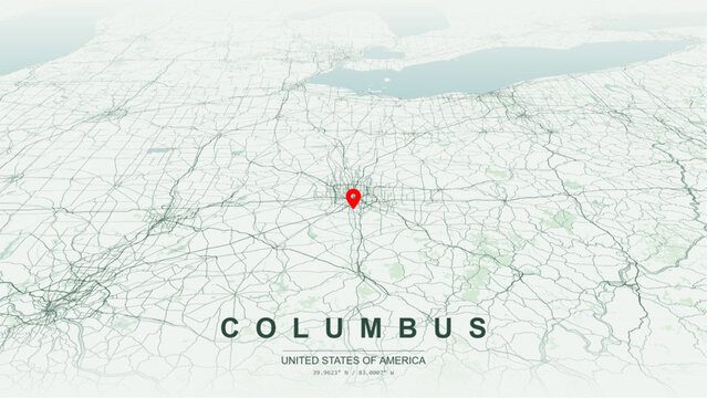 Modern minimalist vector map of Columbus, Ohio, USA. High-quality scalable illustration of Columbus grid for posters design.