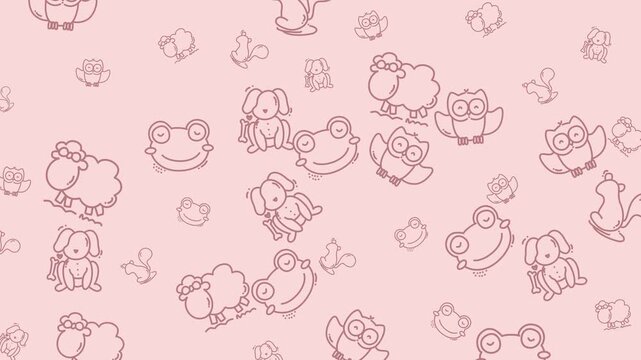 Cute Baby Animals Pattern with Cartoon Style Illustrations for Kids and Children.