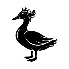 Fototapeta premium A majestic crowned duck stands proudly on land in profile view.