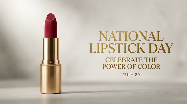 Red lipstick tube for national lipstick day celebration with makeup artist