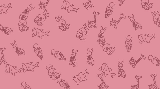 Collection of Hand-Drawn Easter Eggs and Bunny Illustrations on Pink Background.