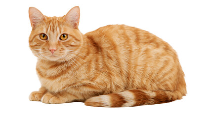 Orange tabby cat with yellow eyes lying down © Alex