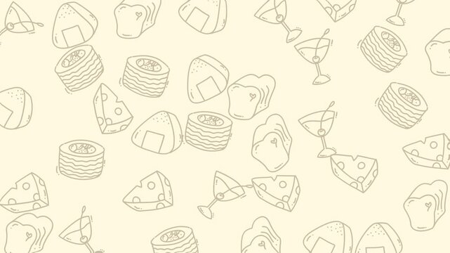Collection of Hand-Drawn Sushi and Japanese Food Illustrations.