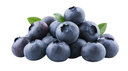 Pile of fresh blueberries with green leaves © Veikko