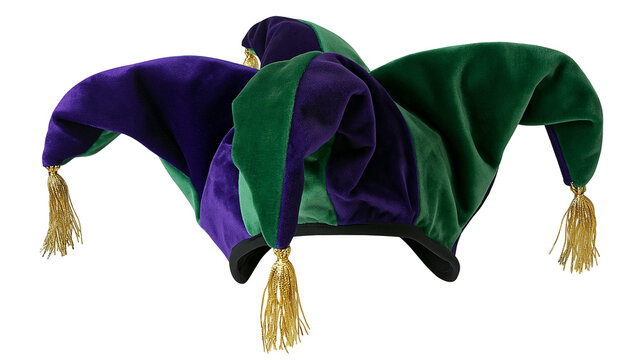 Jester Hat Purple Green Velvet Gold Tassels