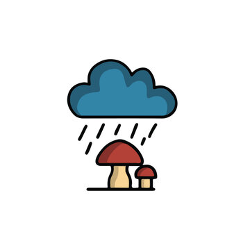 Vector of a mushroom in the rain