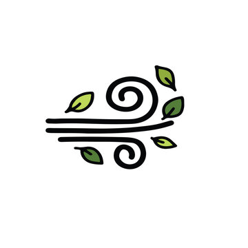 Vector of a leaf blown by the wind