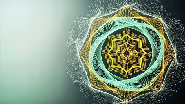 Algorithmic Intelligence Matrix with Neon Geometric Light Pattern