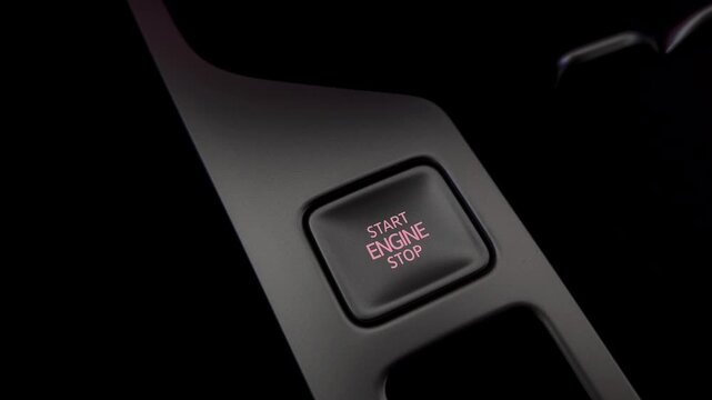 Start stop engine button. Modern transport and technology
