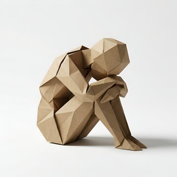 Expr&eacute;ssion de honte, Sculpture artistique en origami papier kraft