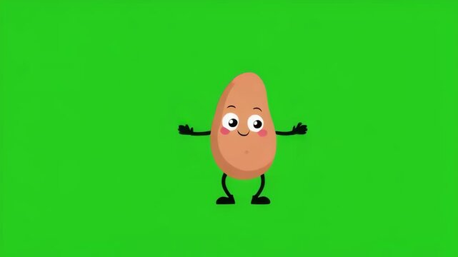 Animated Bean Character Dancing on Green Screen Background