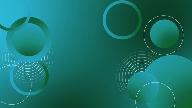 Abstract background with overlapping circles and thin line rings, modern geometric design with copy space animation