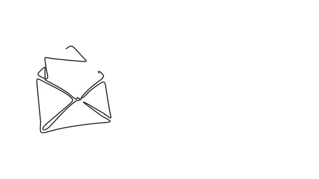 Animated self drawing of continuous line draw of   Envelopes in continuous line art style. Full length one line animation. 4K