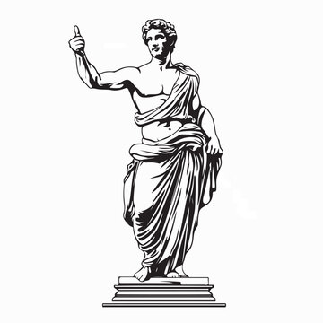 Antique Greek Sculpture Positive Gesture Vector On White Background