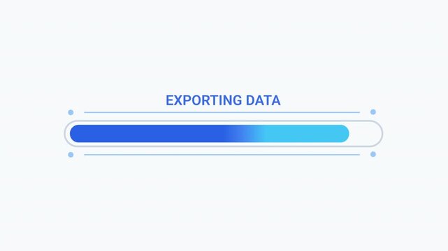 Modern flat vector animation of a rounded exporting data progress bar with smooth loading effect. Ideal for data export, software, web applications, dashboards, and technology projects.