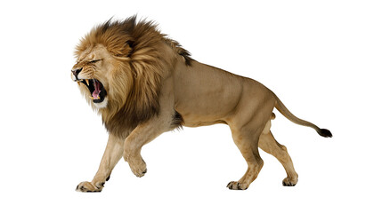 Majestic male lion roaring with open mouth and mane © Aisling