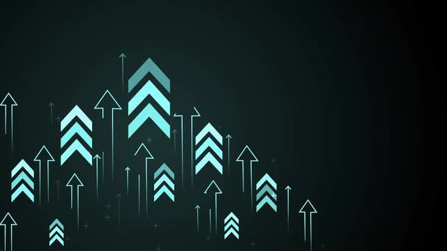 Abstract background with upward arrows and chevrons, showing growth progress success and rising trend animation