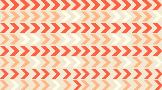Clean flat vector illustration on a light background featuring repeating coral, peach and cream chevron arrows, useful for textile, wallpaper or packaging design.