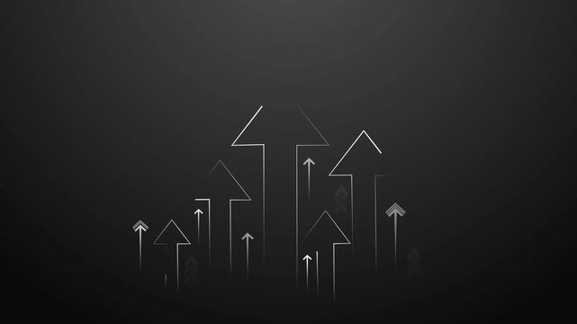 Minimal background with hand drawn upward arrows in different sizes animation