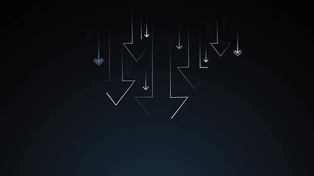 Abstract background with thin arrows pointing downward,showing decline fall and movement animation