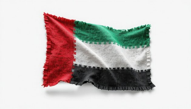 Tattered uae flag on white background