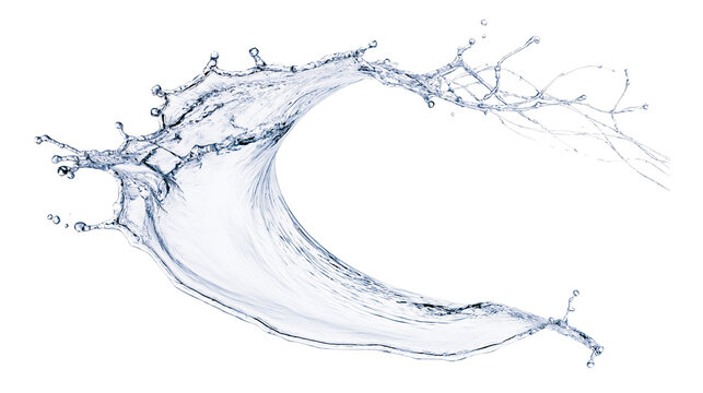 Dynamic water splash wave with droplets and streams