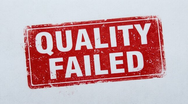 Quality failed sign with distressed vintage look on white background