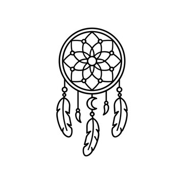 Dreamcatcher with feathers and web.