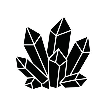 Black Crystal Cluster Geometric Shapes.